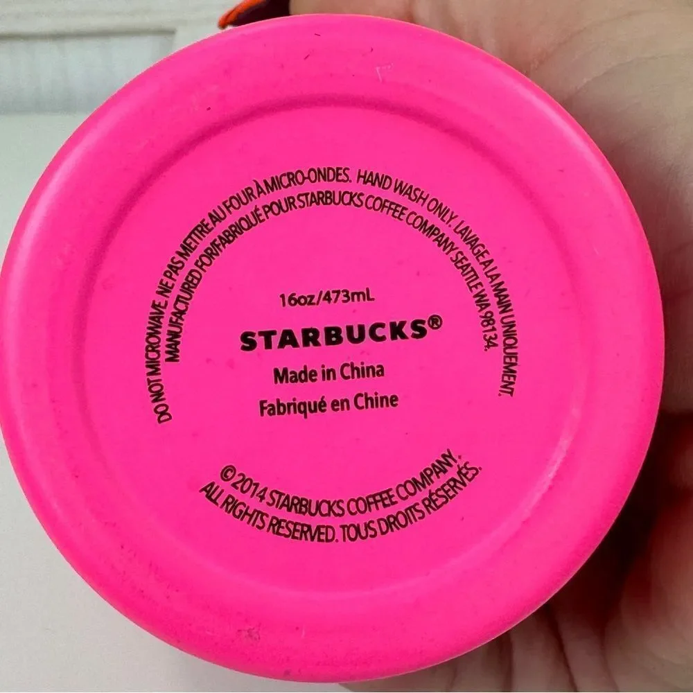 Starbucks HTF‎ 2014 Stainless Steel Tumbler Cup Barbie Hot Pink 16oz